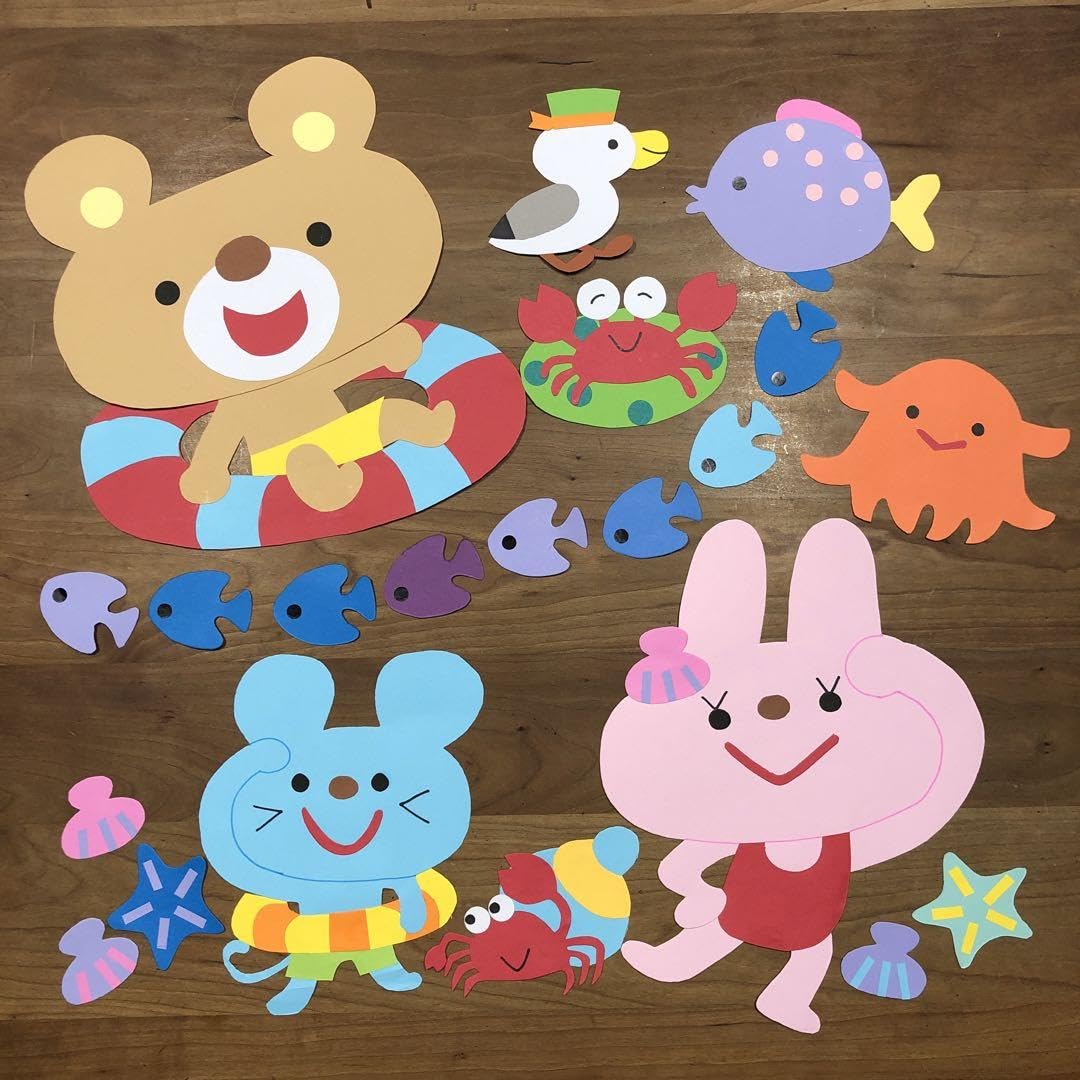 Amazon.co.jp: 壁面飾り 水遊び 夏 夏休み 8月 保育園 こども園